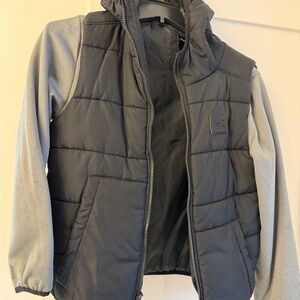 Under Armour Black Puffer Vest with Gray Sleeves